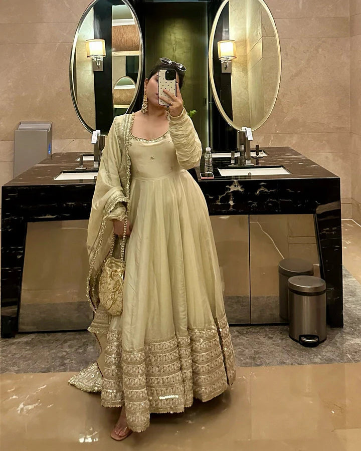 Beige Dress Festive Anarkali Suit Set