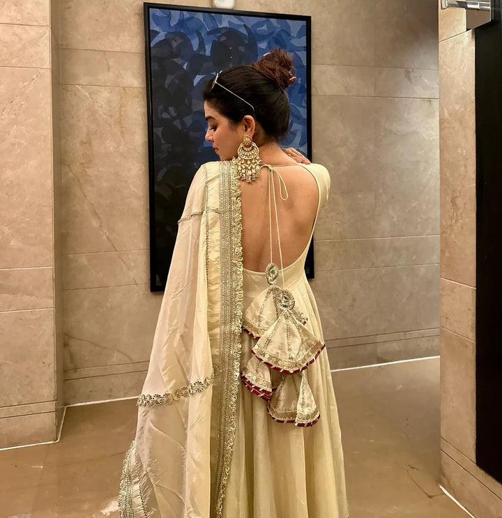 Beige Dress Festive Anarkali Suit Set
