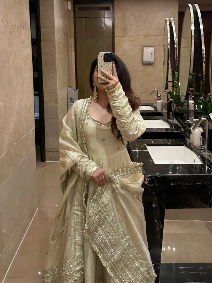 Beige Dress Festive Anarkali Suit Set