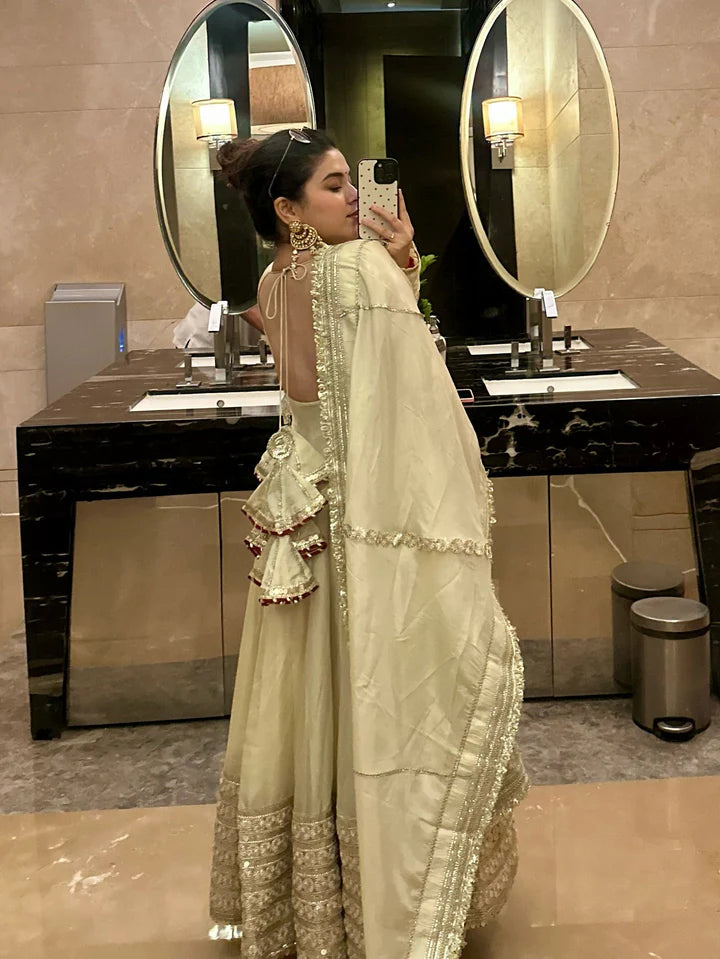 Beige Dress Festive Anarkali Suit Set