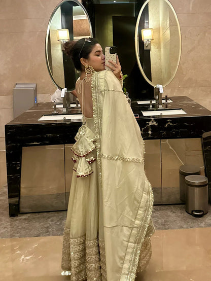 Beige Dress Festive Anarkali Suit Set