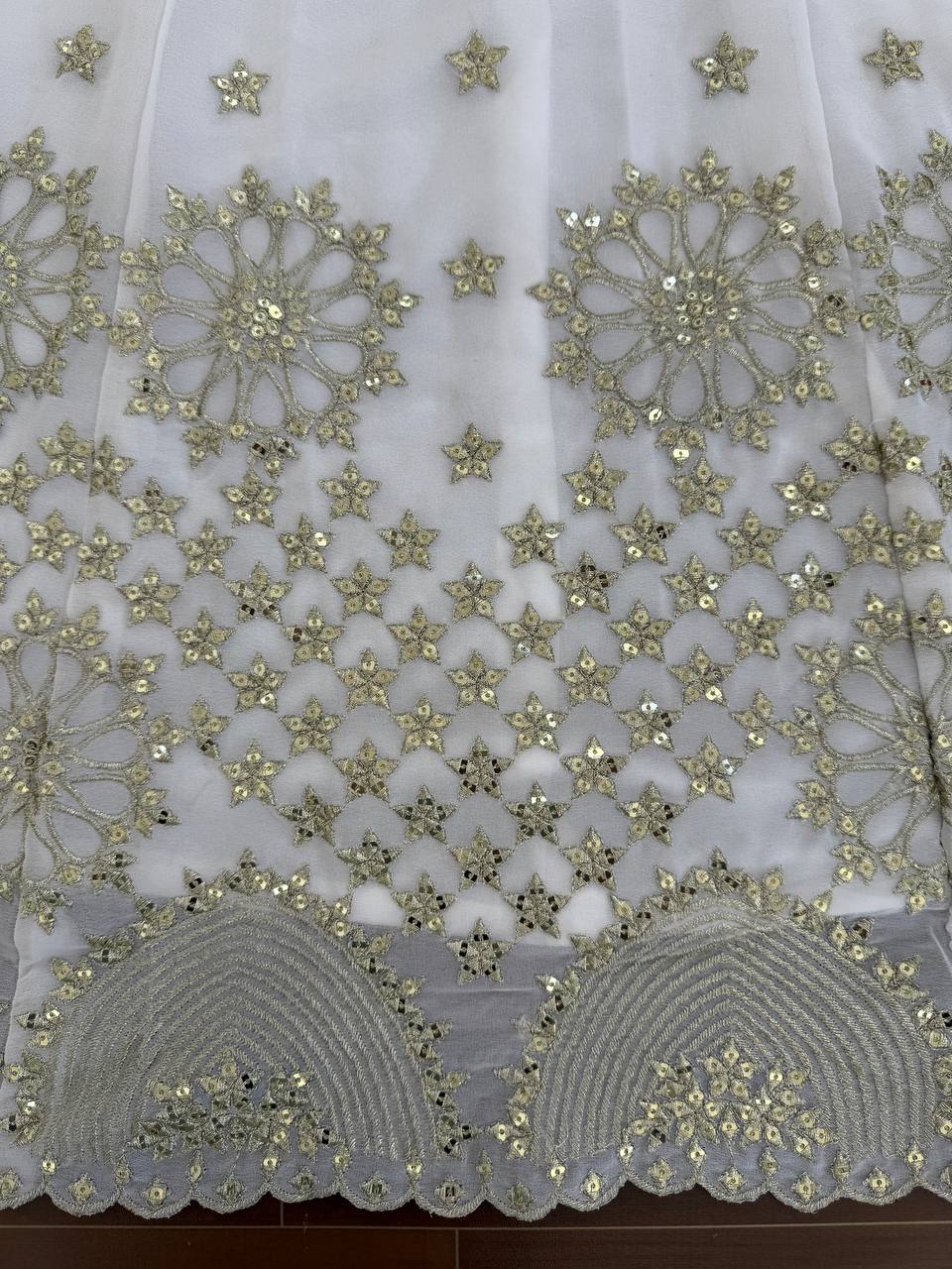 White With Golden Embellished Lehenga Choli Set