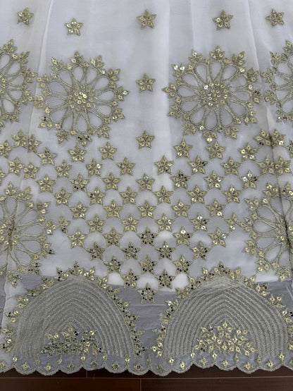 White With Golden Embellished Lehenga Choli Set