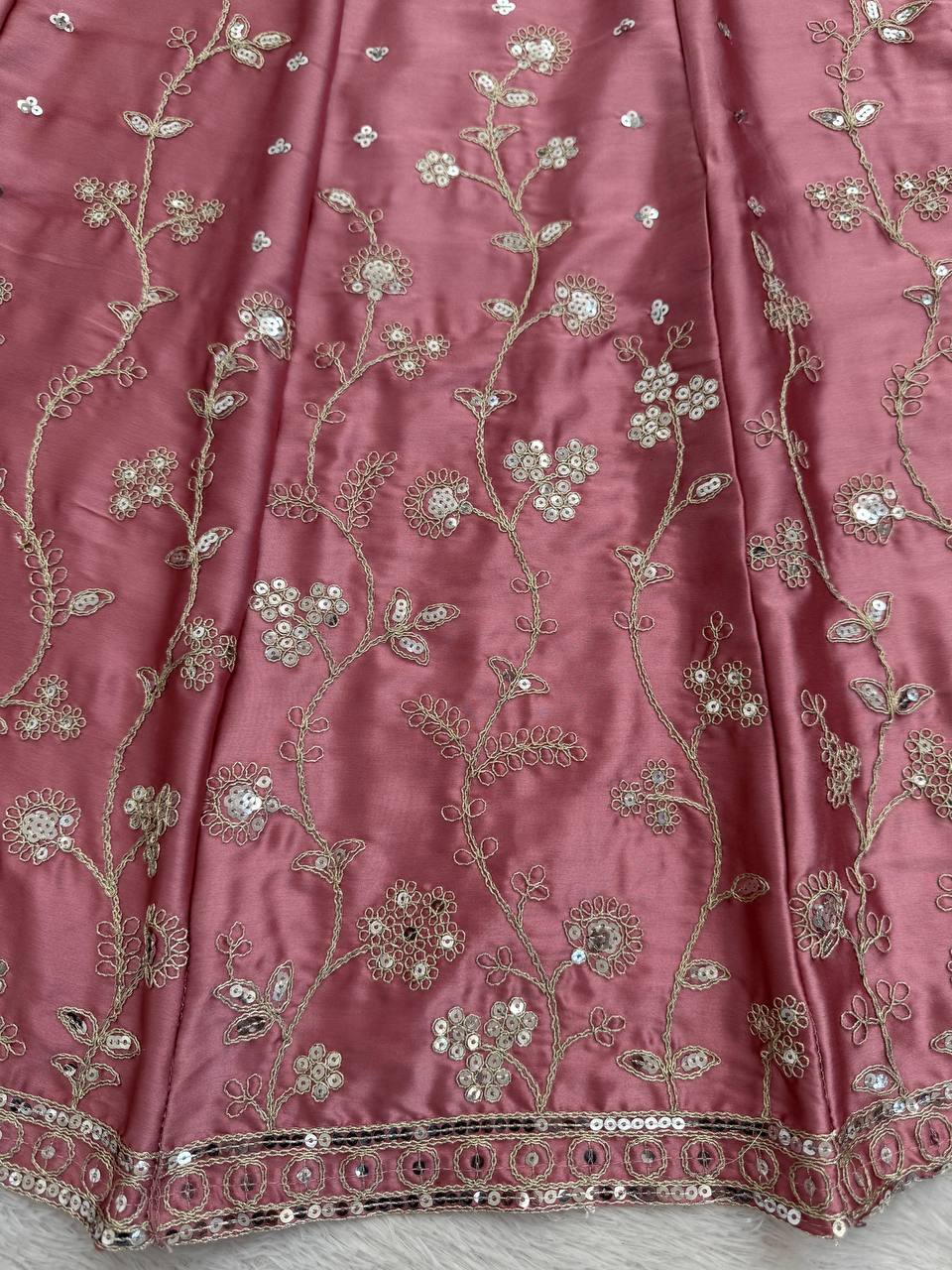 Blush Pink Embroidered Lehenga Choli Set
