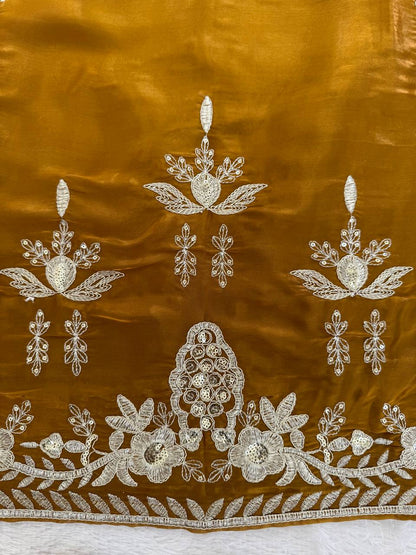 Amber Gold JMC Silk Intricate Thread and Sequence Work Palazzo Set with Matching Dupatta
