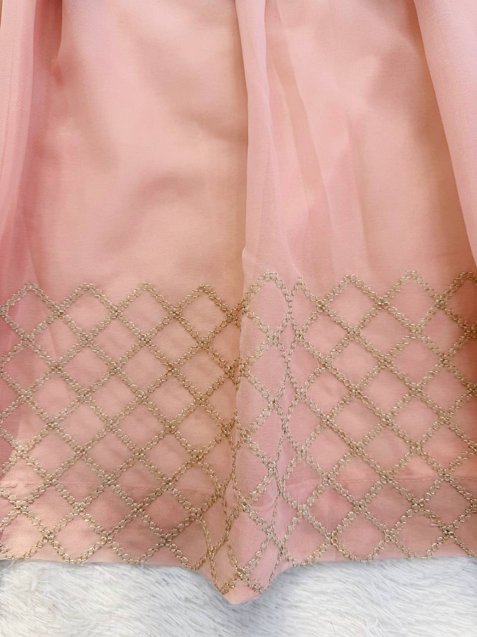Shehzadi Pink Faux Georgette Thread and Sequence Work Gown with Lehenga and Butterfly Net Dupatta
