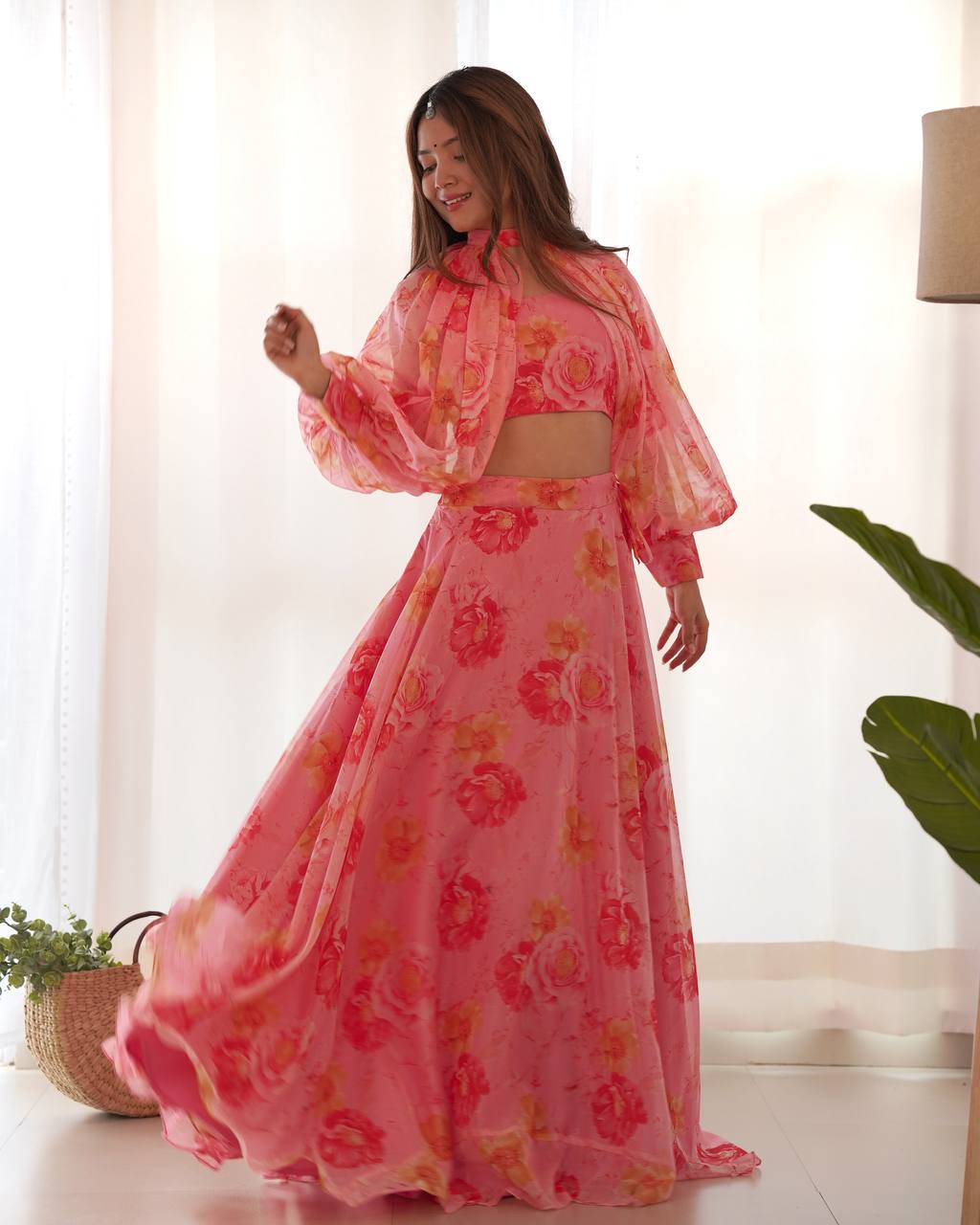 PURE SOFT ORGANZA SILK FABRIC FULLY FLAIR KALI PATTERN AND CANVAS PATTA WITH DUPPTA SET ,PENT READY TO WEAR