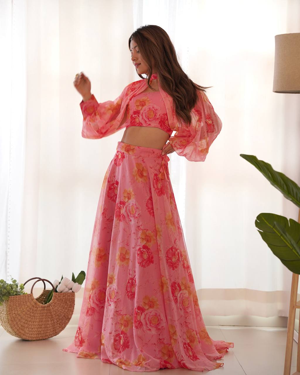 PURE SOFT ORGANZA SILK FABRIC FULLY FLAIR KALI PATTERN AND CANVAS PATTA WITH DUPPTA SET ,PENT READY TO WEAR
