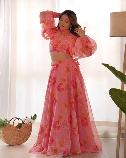 PURE SOFT ORGANZA SILK FABRIC FULLY FLAIR KALI PATTERN AND CANVAS PATTA WITH DUPPTA SET ,PENT READY TO WEAR