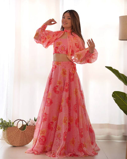 PURE SOFT ORGANZA SILK FABRIC FULLY FLAIR KALI PATTERN AND CANVAS PATTA WITH DUPPTA SET ,PENT READY TO WEAR