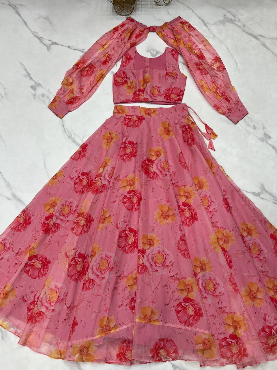 PURE SOFT ORGANZA SILK FABRIC FULLY FLAIR KALI PATTERN AND CANVAS PATTA WITH DUPPTA SET ,PENT READY TO WEAR