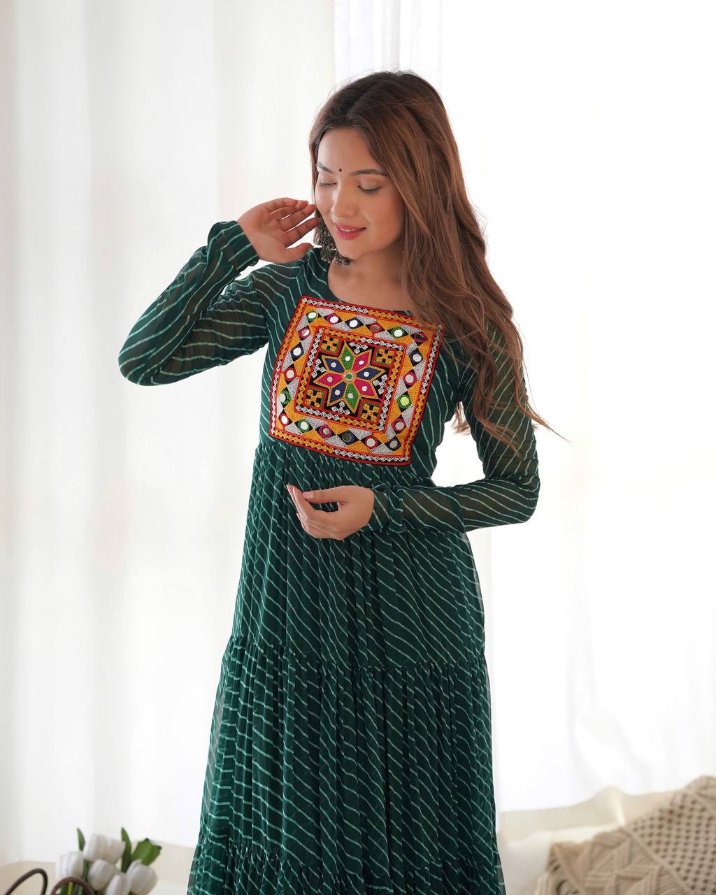 TIMELESS LAHERIYA ANARKALI – DESIGNER FULL FLAIR FOX GEORGETTE READY PIECE