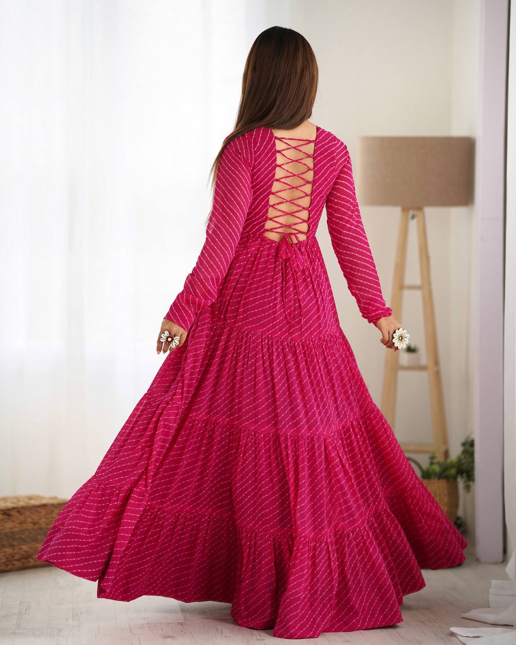 TIMELESS LAHERIYA ANARKALI – DESIGNER FULL FLAIR FOX GEORGETTE READY PIECE