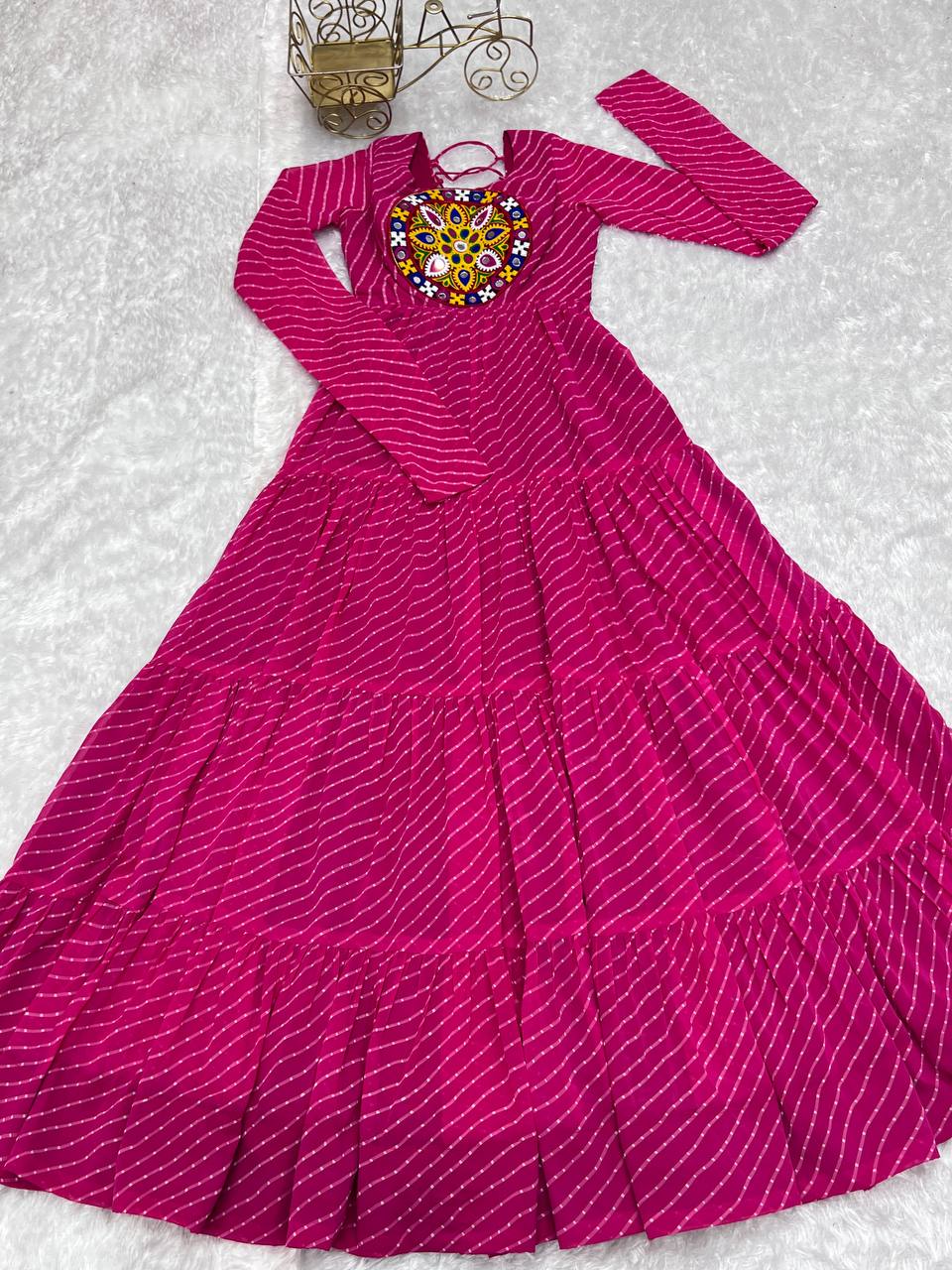 TIMELESS LAHERIYA ANARKALI – DESIGNER FULL FLAIR FOX GEORGETTE READY PIECE
