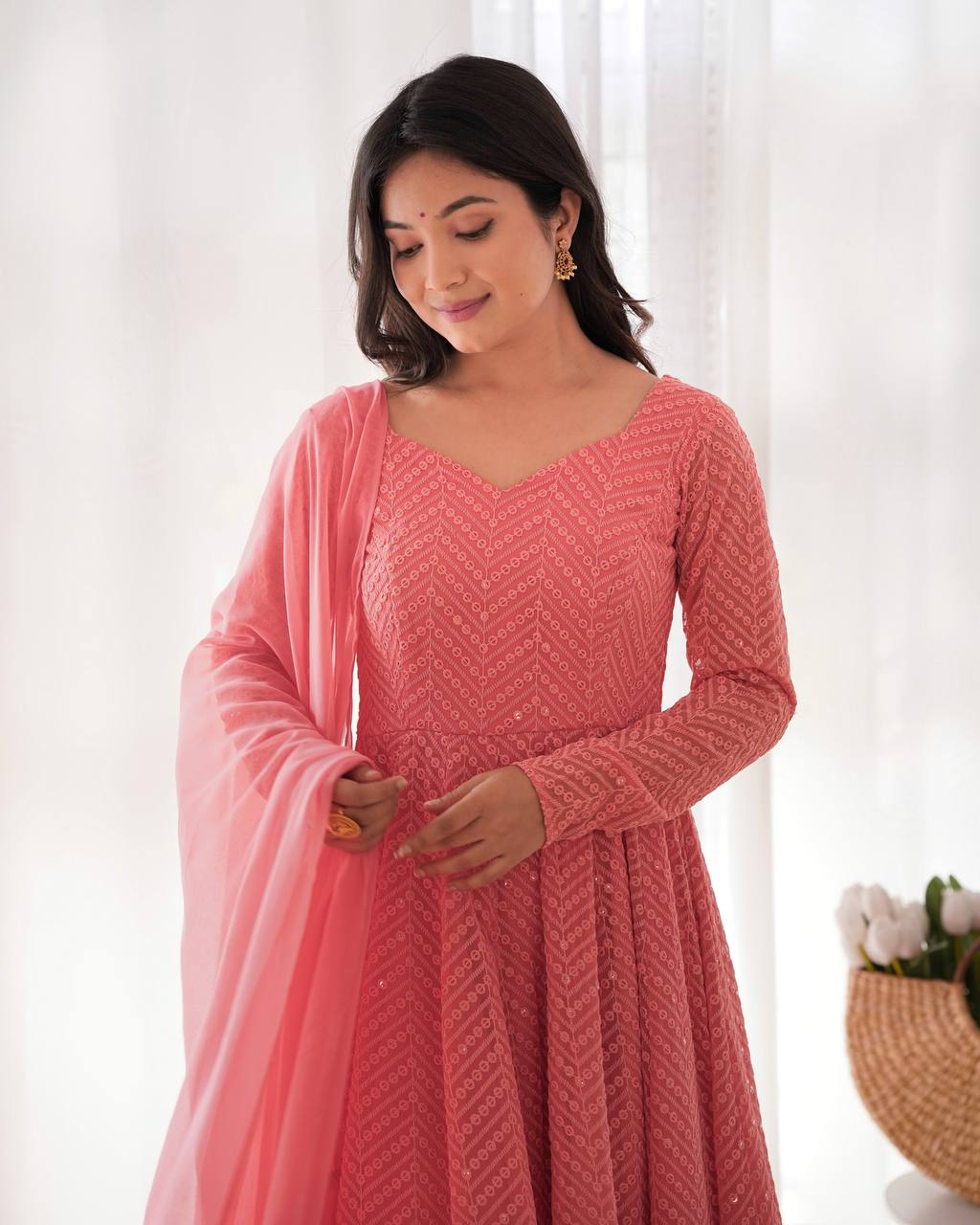 CLASSIC ORGANZA SILK KALI ANARKALI • FULL READY SET WITH DUPATTA & PANTS