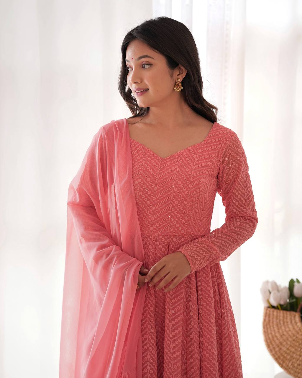 CLASSIC ORGANZA SILK KALI ANARKALI • FULL READY SET WITH DUPATTA & PANTS