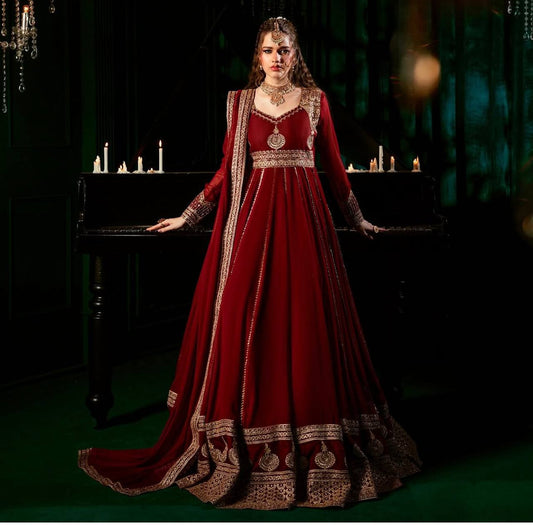 Launching New Designer Party Wear Look Heavy Fox Georgette Gwon Pent & Dupatta Set