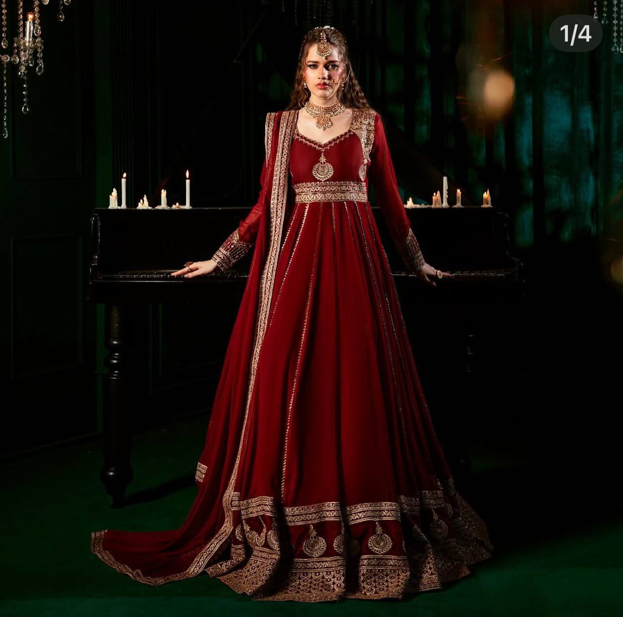 Launching New Designer Party Wear Look Heavy Fox Georgette Gwon Pent & Dupatta Set