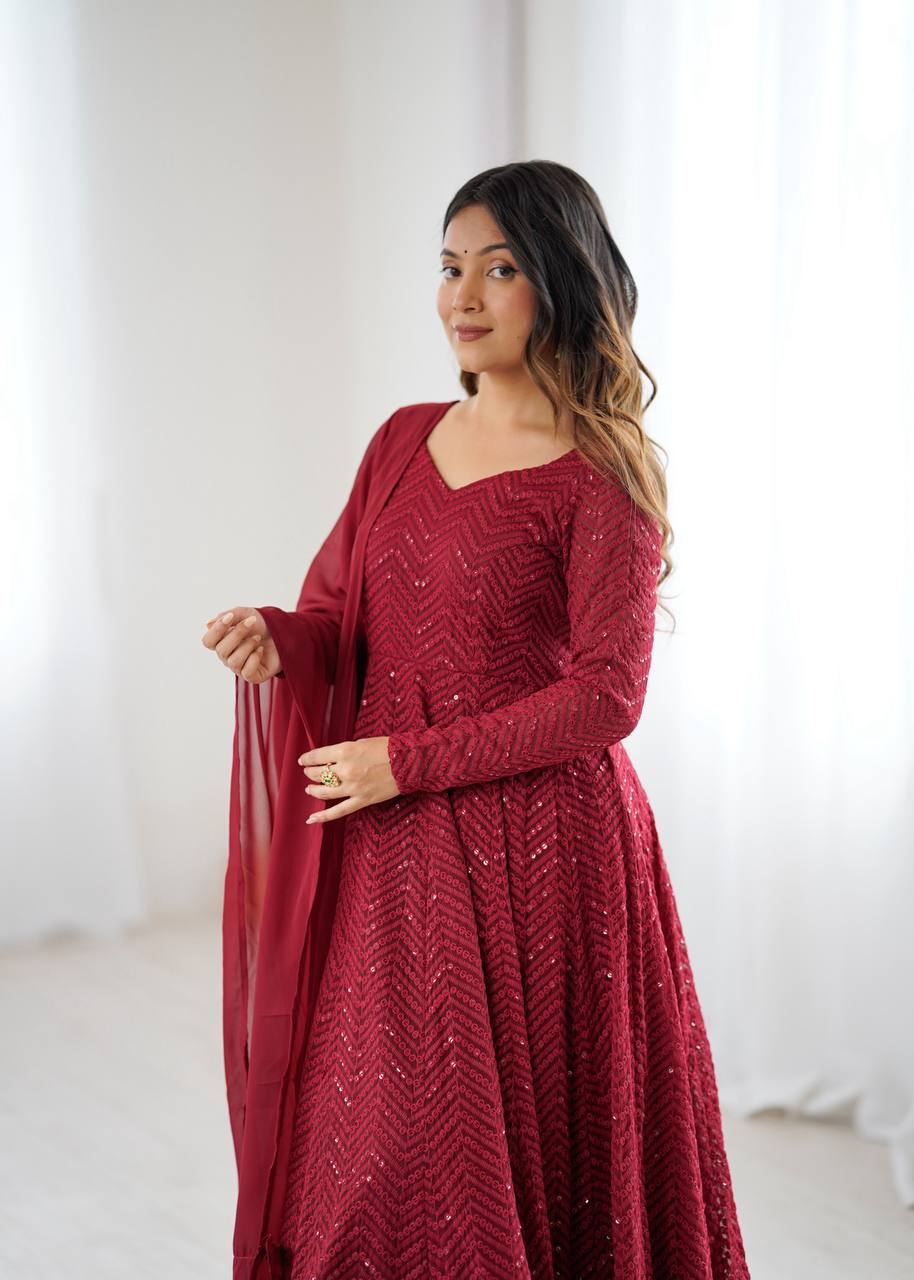 ETHNIC ROYAL LAHERIYA FULL-FLAIR ANARKALI IN SOFT FOX GEORGETTE FABRIC