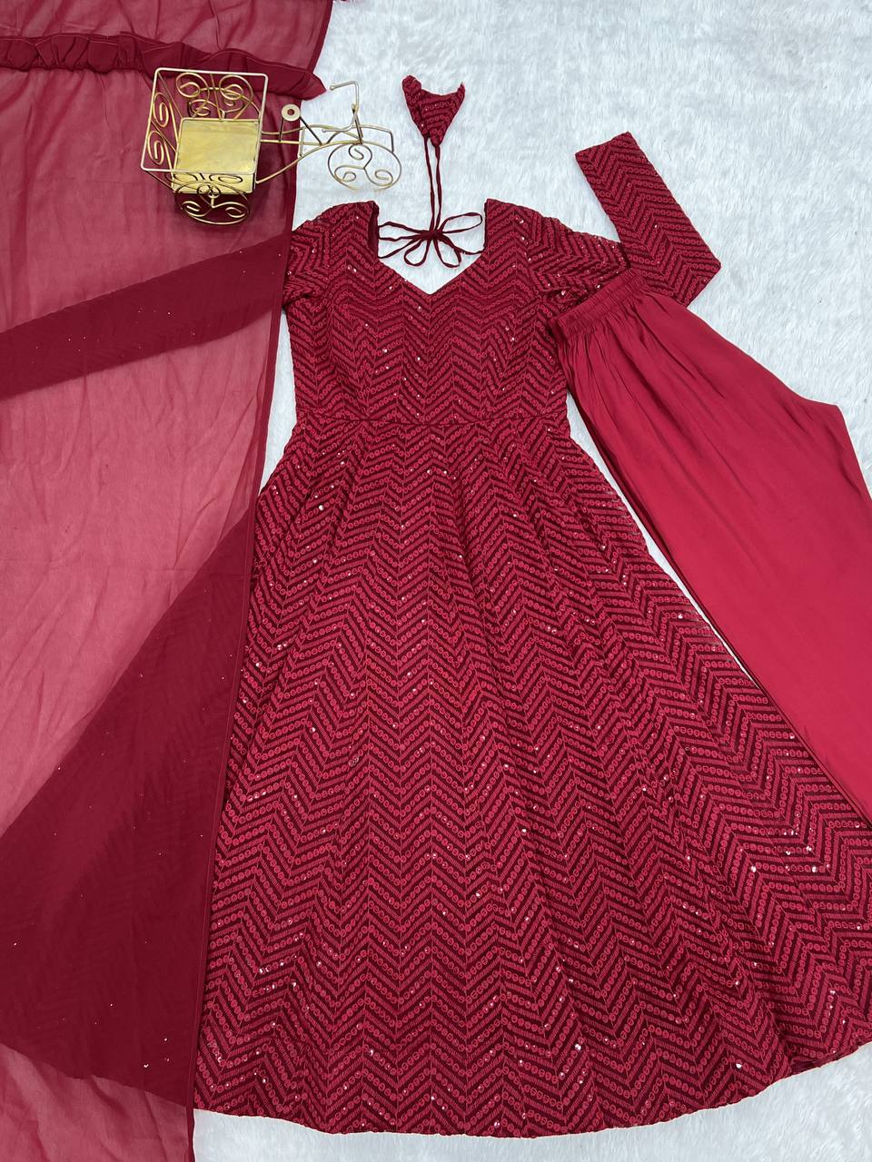 ETHNIC ROYAL LAHERIYA FULL-FLAIR ANARKALI IN SOFT FOX GEORGETTE FABRIC