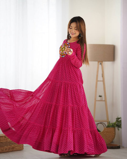 TIMELESS LAHERIYA ANARKALI – DESIGNER FULL FLAIR FOX GEORGETTE READY PIECE