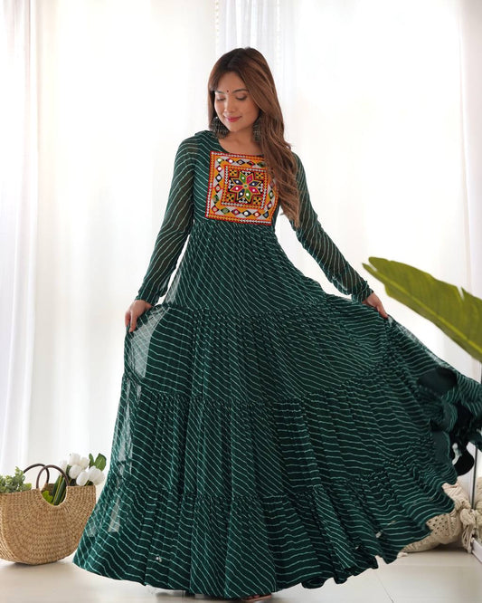 TIMELESS LAHERIYA ANARKALI – DESIGNER FULL FLAIR FOX GEORGETTE READY PIECE