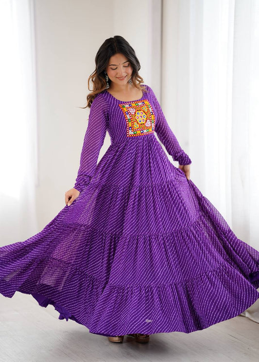TIMELESS LAHERIYA ANARKALI – DESIGNER FULL FLAIR FOX GEORGETTE READY PIECE