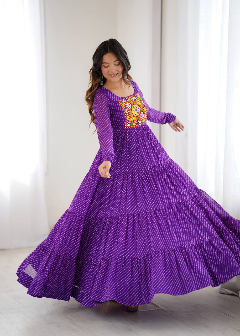 TIMELESS LAHERIYA ANARKALI – DESIGNER FULL FLAIR FOX GEORGETTE READY PIECE