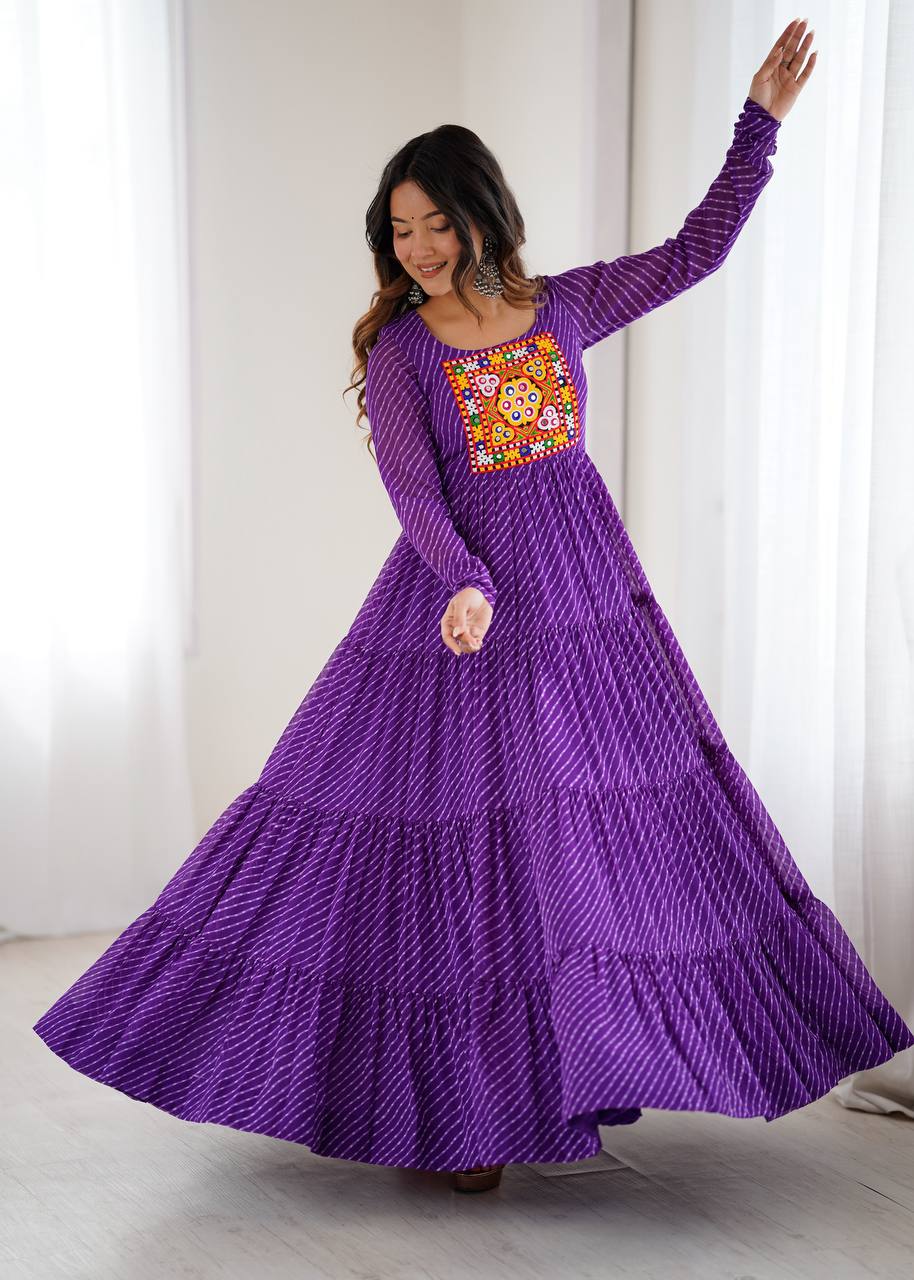 TIMELESS LAHERIYA ANARKALI – DESIGNER FULL FLAIR FOX GEORGETTE READY PIECE