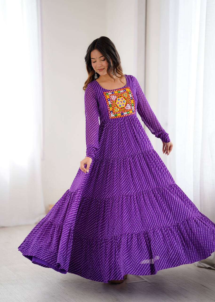 TIMELESS LAHERIYA ANARKALI – DESIGNER FULL FLAIR FOX GEORGETTE READY PIECE