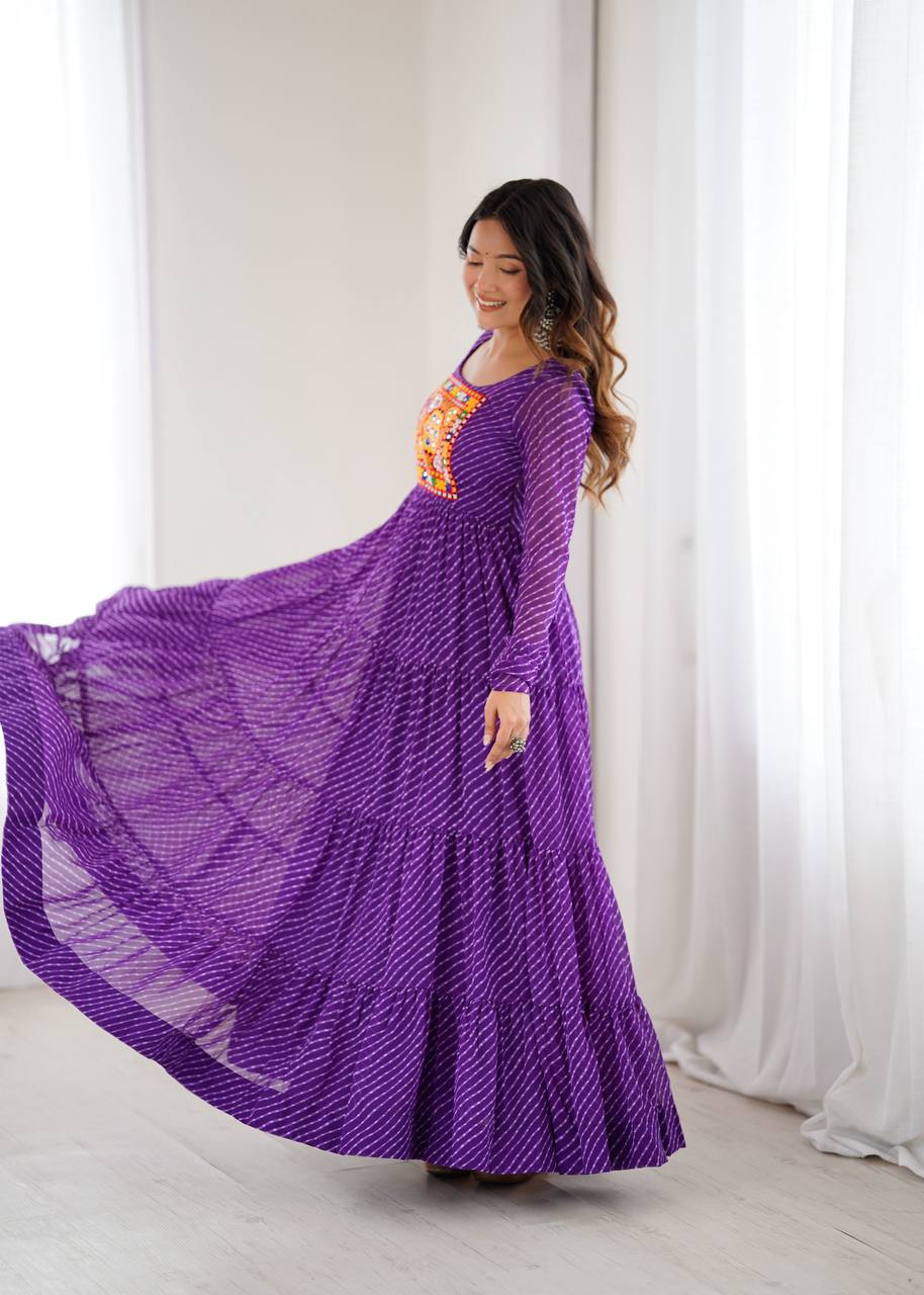 TIMELESS LAHERIYA ANARKALI – DESIGNER FULL FLAIR FOX GEORGETTE READY PIECE