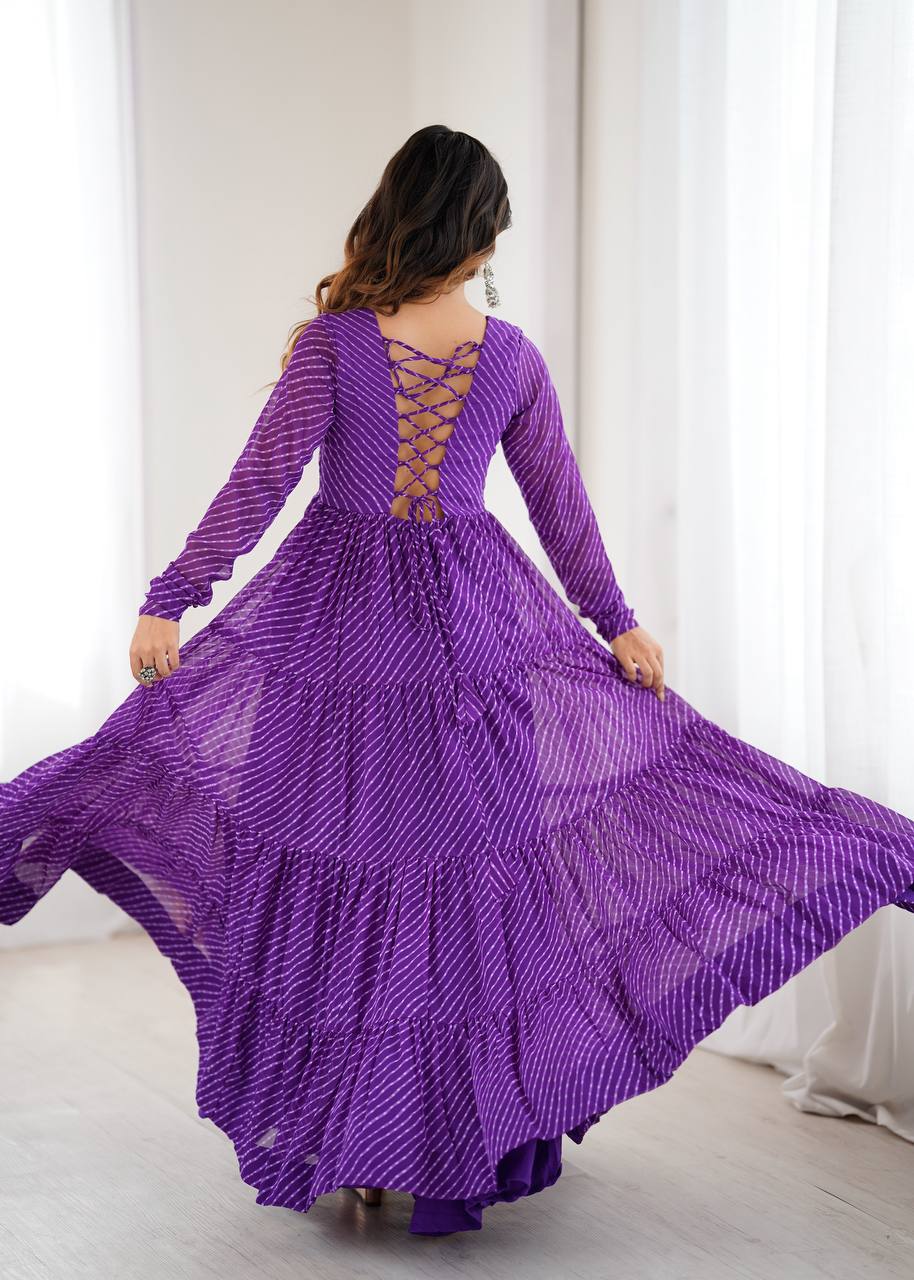 TIMELESS LAHERIYA ANARKALI – DESIGNER FULL FLAIR FOX GEORGETTE READY PIECE