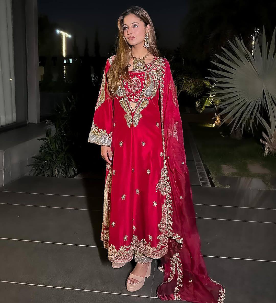 Rani chinon sequins embroidery work kurti-pant & blouse and dupatta set