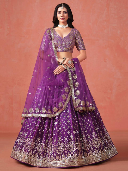 Royal bridal faux georgette lehenga choli with heavy embroidery & sequin work dupatta