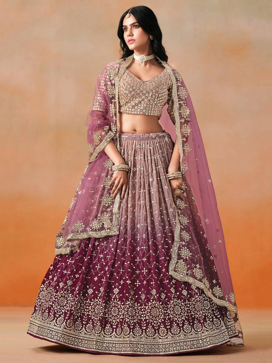 Women’s bridal heavy embroidery sequin work faux georgette lehenga choli set