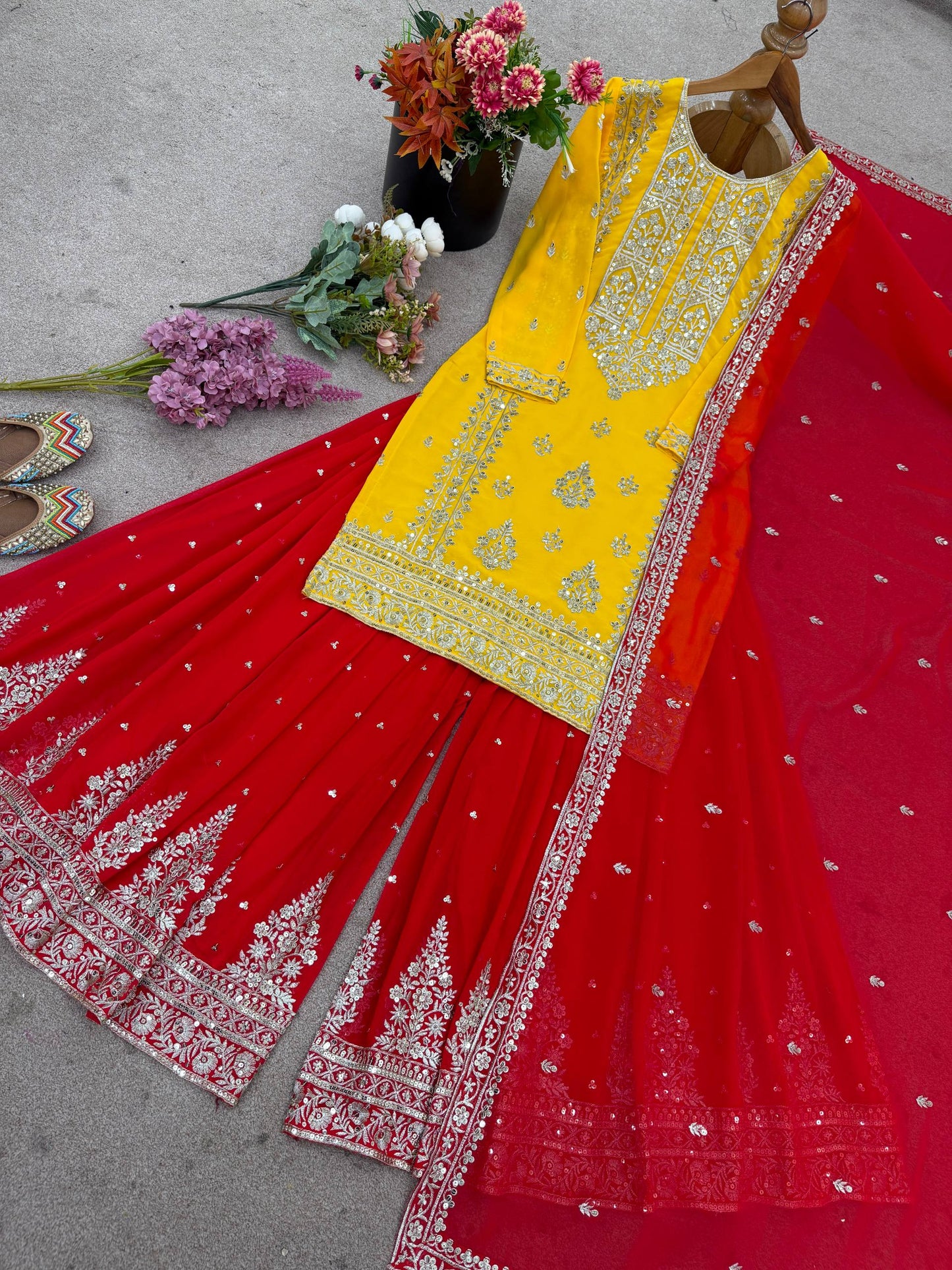 Yellow Georgette With  Embroidery Sequence Work Women’s Ethnic Wear