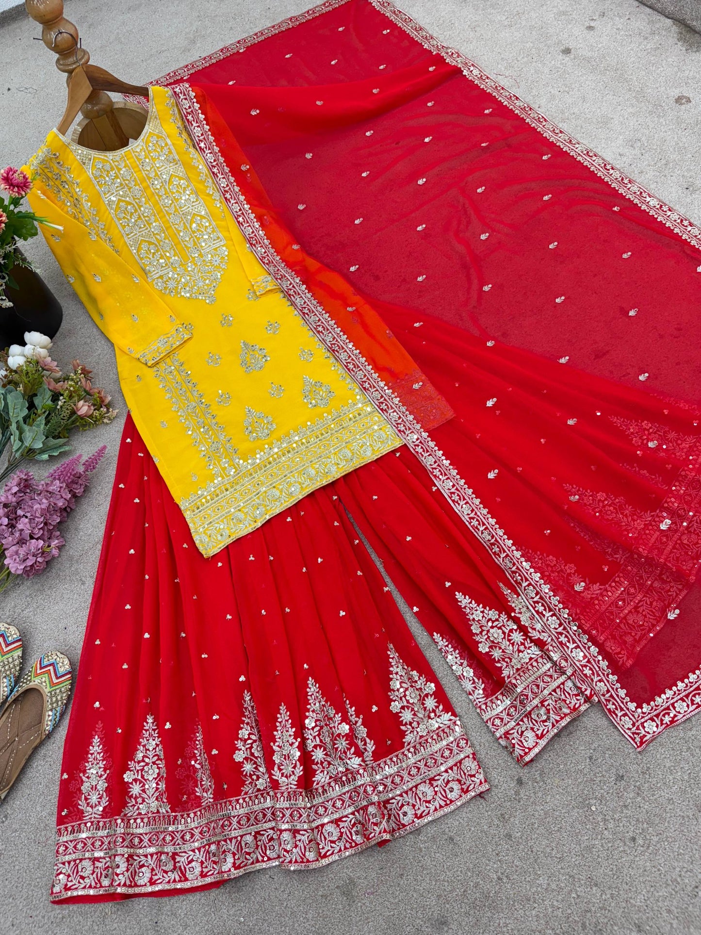 Yellow Georgette With  Embroidery Sequence Work Women’s Ethnic Wear