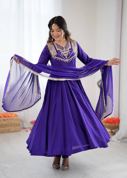 Blue anarkali Roman Stitched ready To Wear Collection