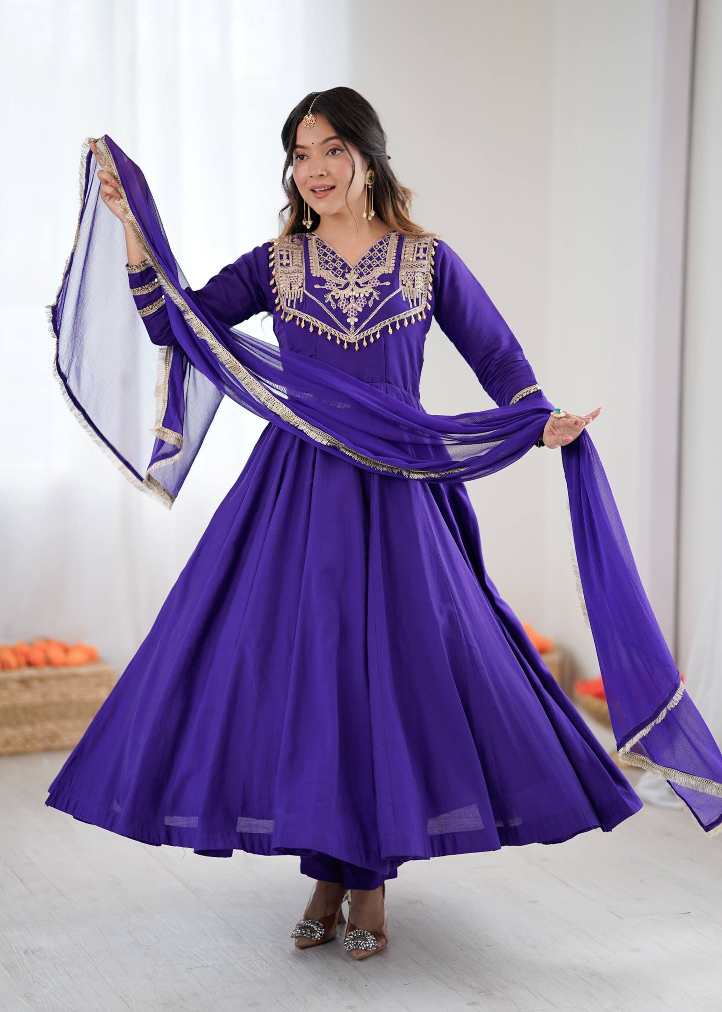 Blue anarkali Roman Stitched ready To Wear Collection