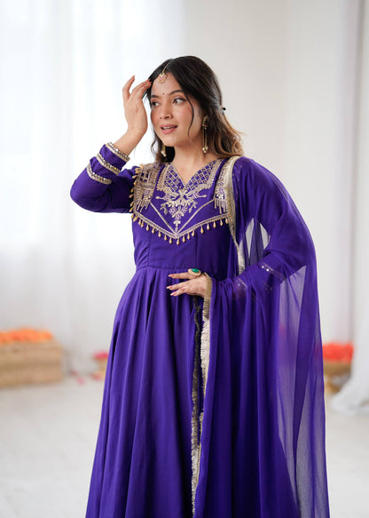 Blue anarkali Roman Stitched ready To Wear Collection