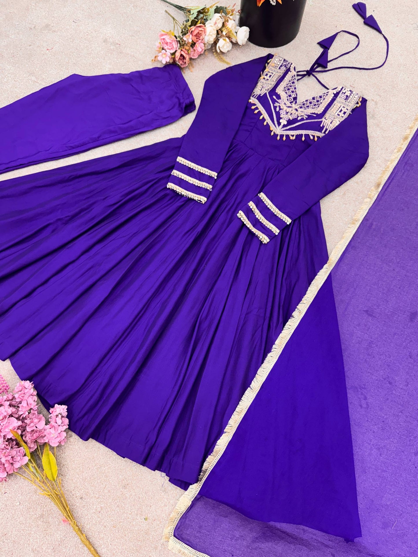 Blue anarkali Roman Stitched ready To Wear Collection