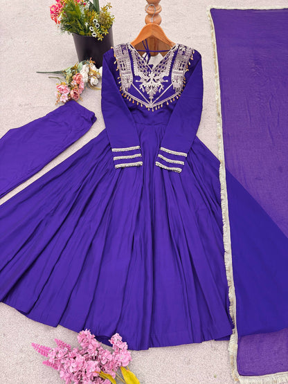 Blue anarkali Roman Stitched ready To Wear Collection