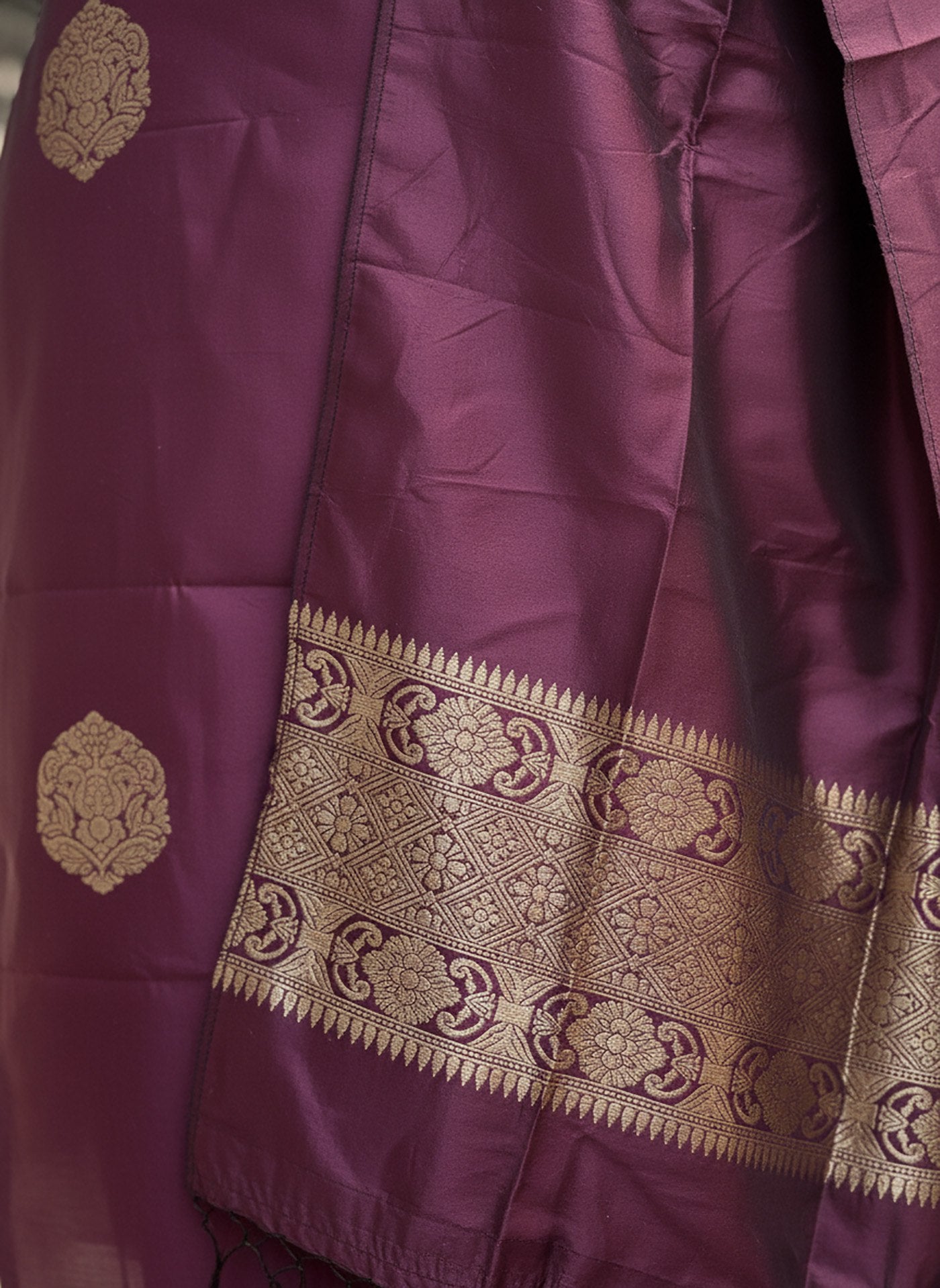 Purple jacquard weaving work kurta-pent dupatta set