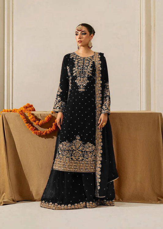 Black viscose velvet with top bottom and dupatta set