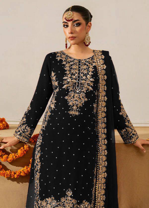 Black viscose velvet with top bottom and dupatta set