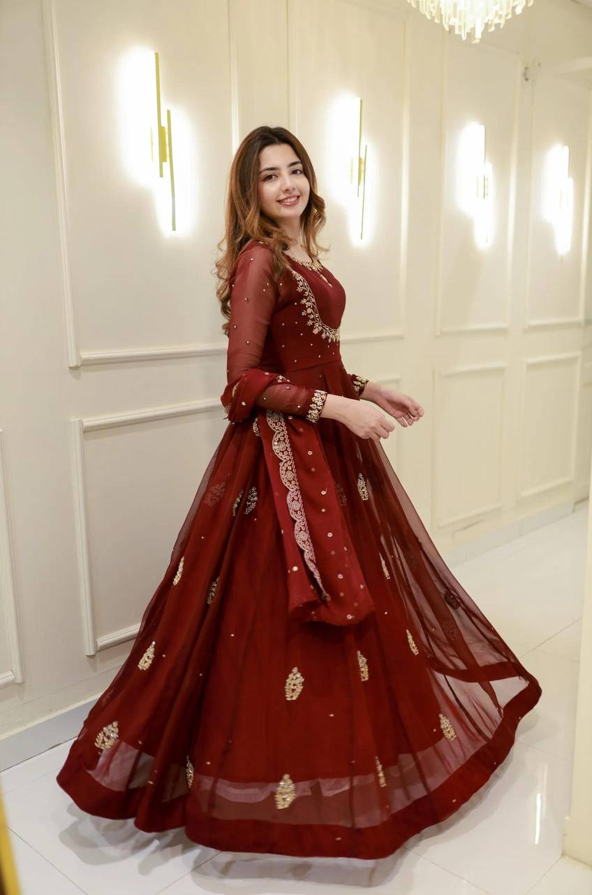 ROYAL SEQUIN WORK GOWN WITH ELEGANT DUPATTA – 2 PIECE EXCLUSIVE EDITION