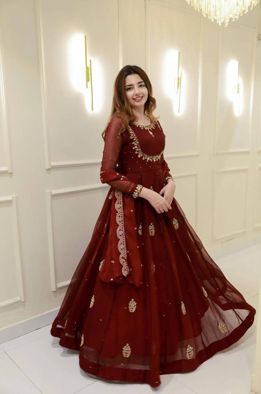 ROYAL SEQUIN WORK GOWN WITH ELEGANT DUPATTA – 2 PIECE EXCLUSIVE EDITION