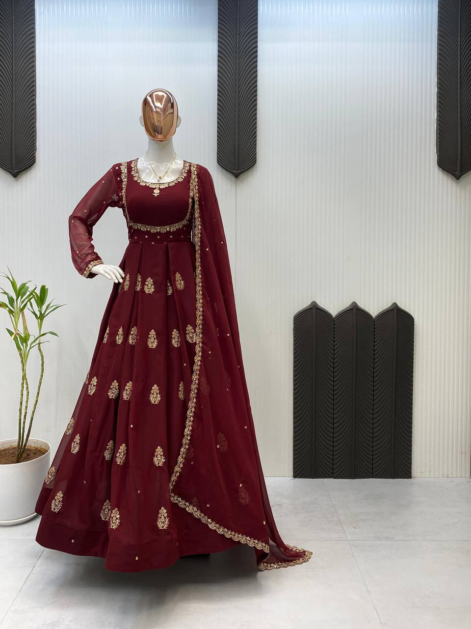 ROYAL SEQUIN WORK GOWN WITH ELEGANT DUPATTA – 2 PIECE EXCLUSIVE EDITION
