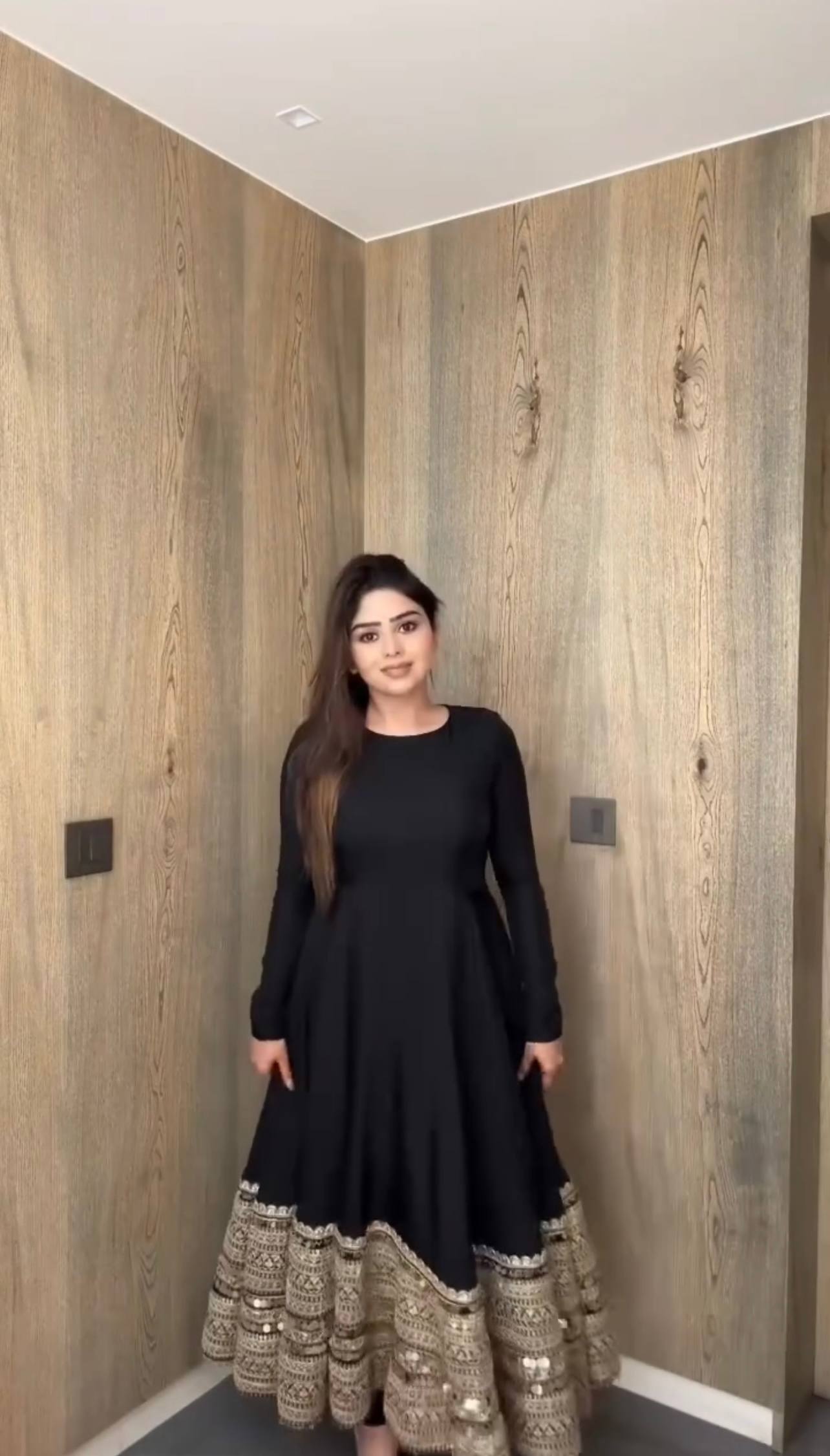 Black anarkali roman silk fully stitched ready to wear collection