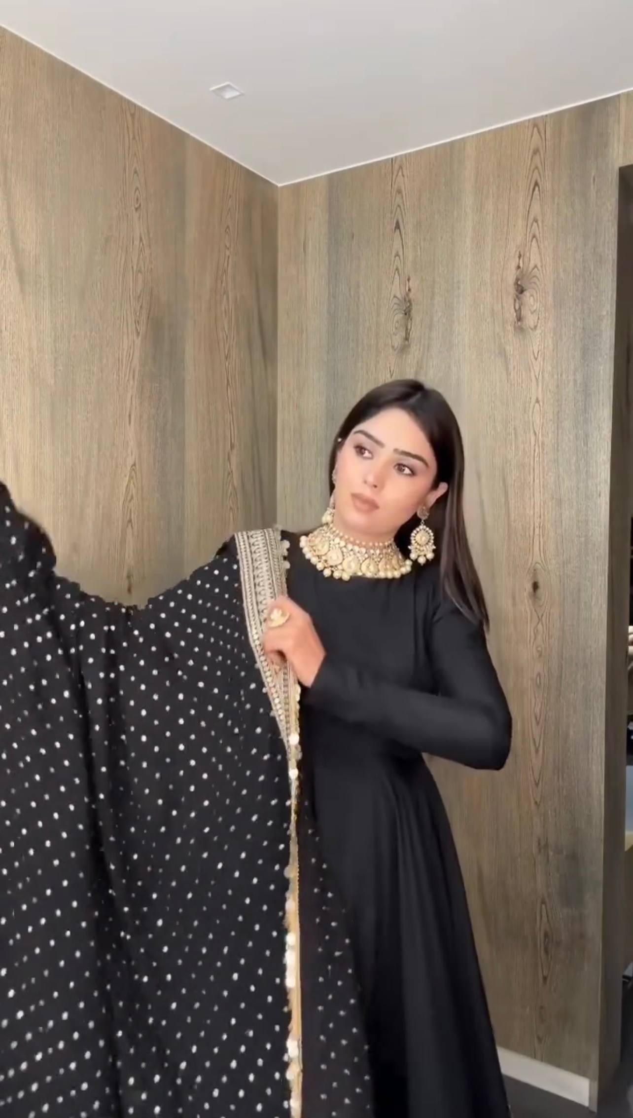 Black anarkali roman silk fully stitched ready to wear collection